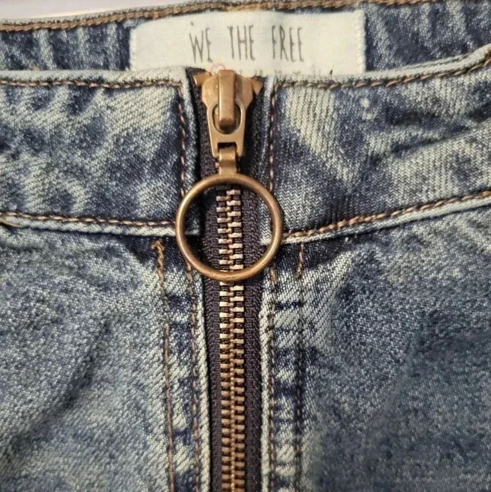 Free People We The Free Zip It Up Front Zipper Mini Denim Jean Skirt(26) - Picture 6 of 12